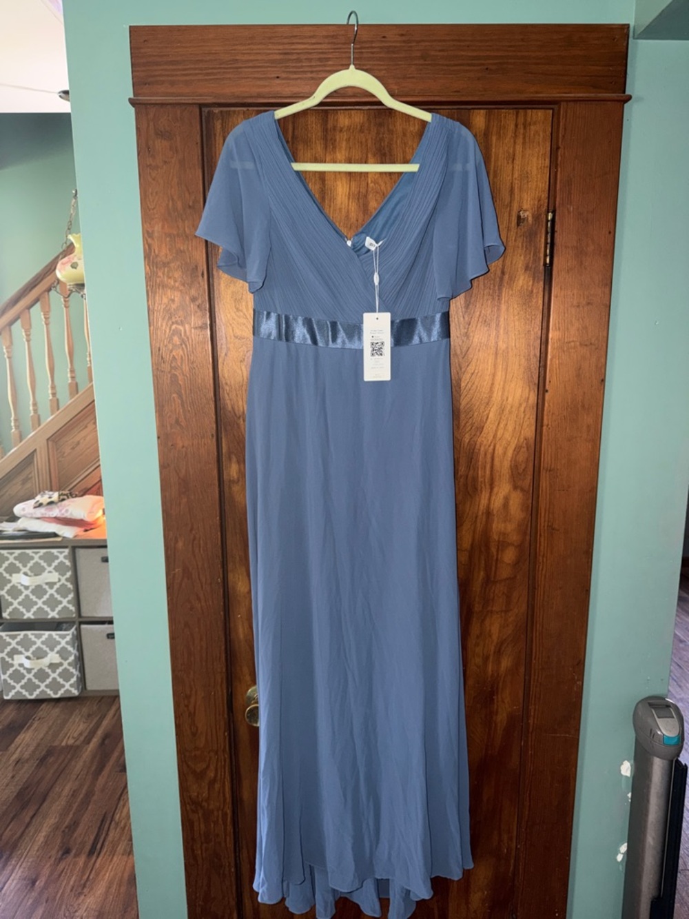 Ever Pretty Dusty Blue V-Neck Flutter Sleeve Maxi Gown Mother of the Bride XL-12